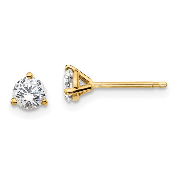 14K Yellow Gold 0.66ctw 3-Prong Lab Grown Diamond Stud Earrings