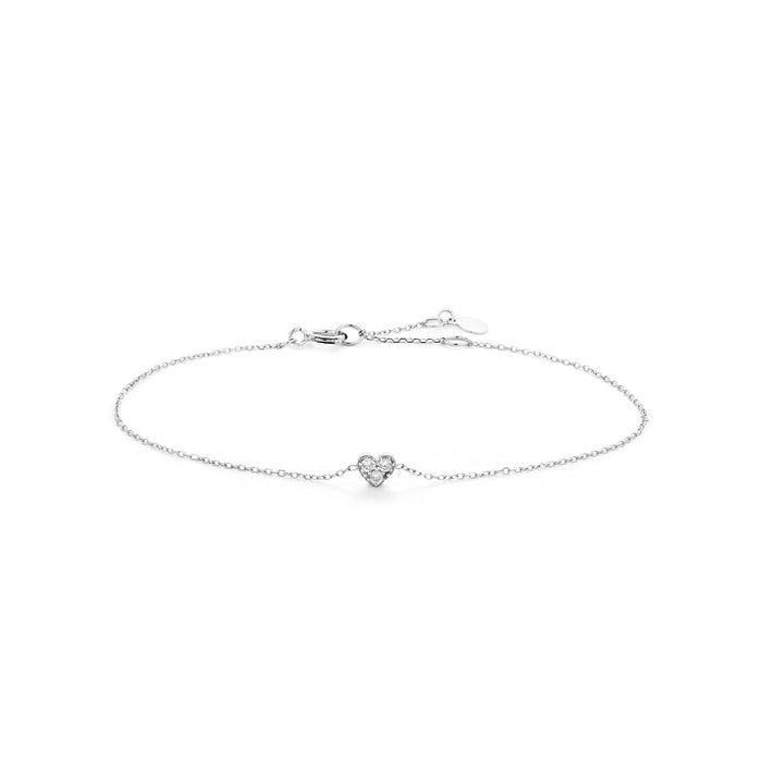 14k White Gold Forever Bracelet- Diamond Heart