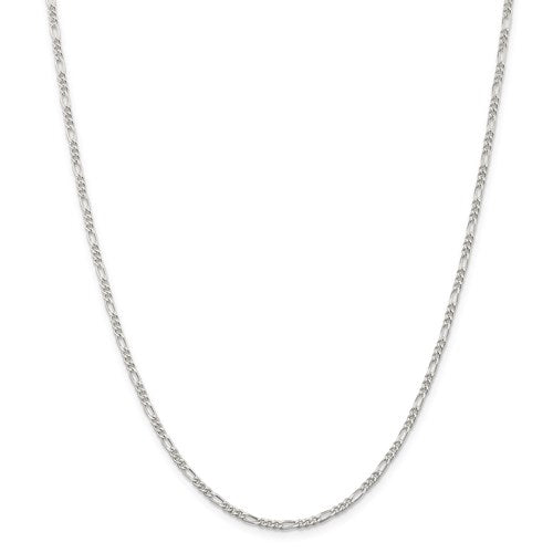 22" Sterling Silver 5.5mm Polished Flat Figaro Chain