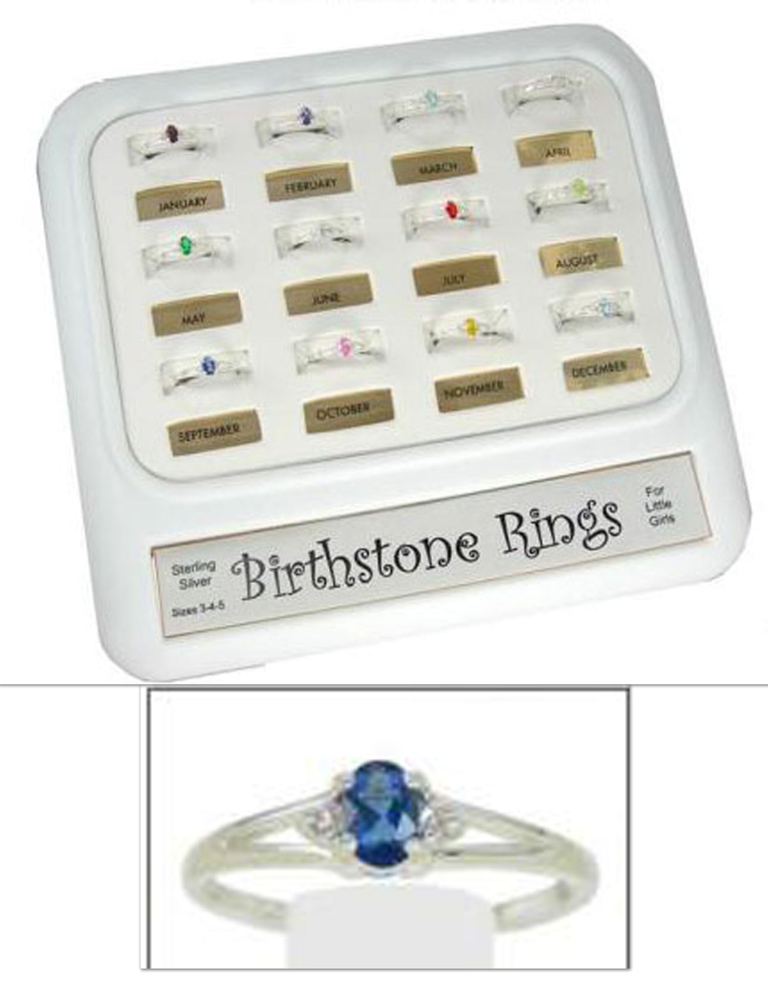 Sterling Silver Synthetic Birthstone Ring- May Size 4