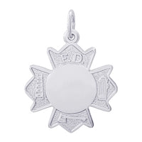 Sterling Silver Fire Department Badge Charm