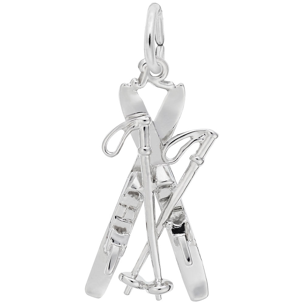 Sterling Silver Skis Charm