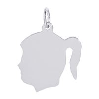 Sterling Silver Girl Head Charm