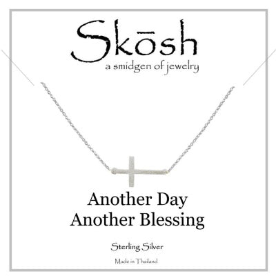 Sterling Silver 16" Brushed Cross Necklace