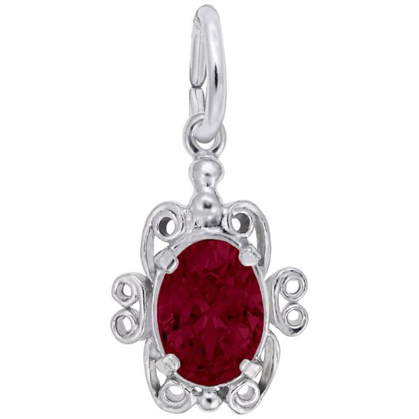 Sterling Silver Scroll Birthstone Charm- January