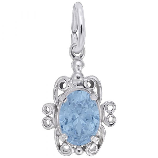 Sterling Silver Scroll Birthstone Charm- March