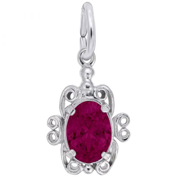 Sterling Silver Scroll Birthstone Charm- July