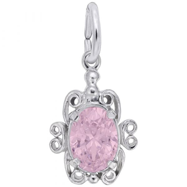 Sterling Silver Scroll Birthstone Charm- October