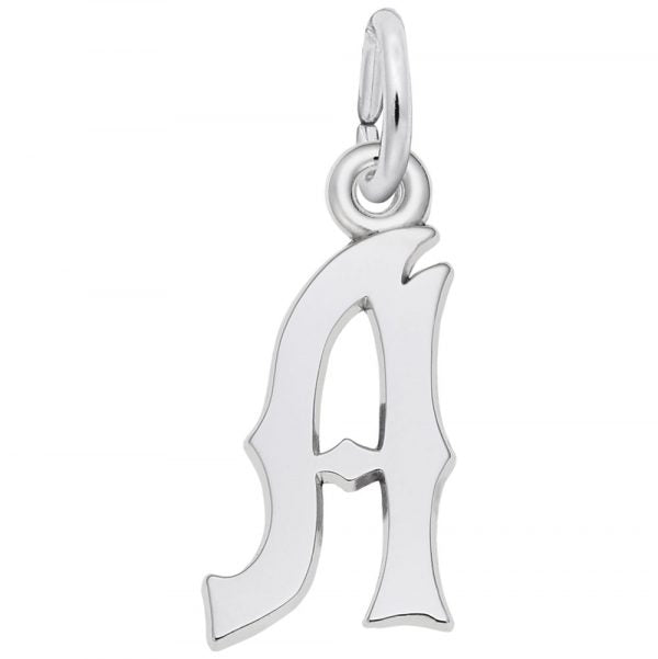 Sterling Silver Blackletter Initial "A" Charm