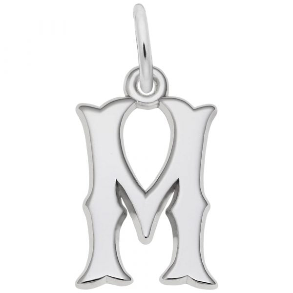 Sterling Silver Blackletter Initial "M" Charm