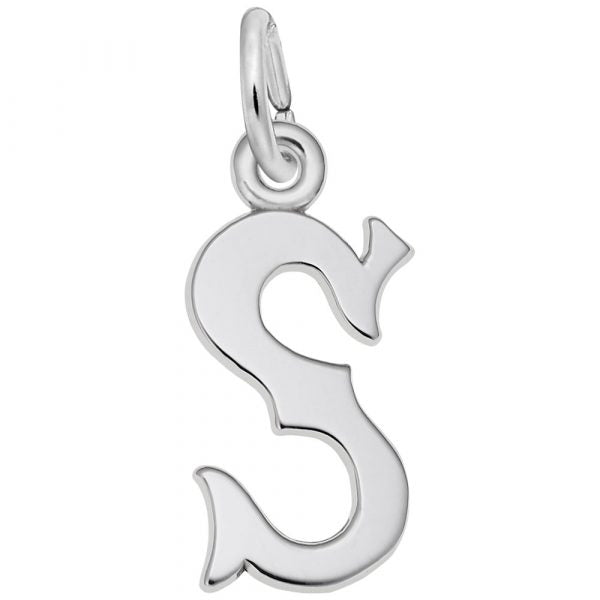 Sterling Silver Blackletter Initial "S" Charm