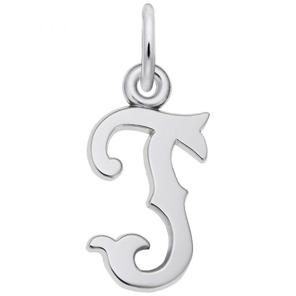 Sterling Silver Blackletter Initial "T" Charm