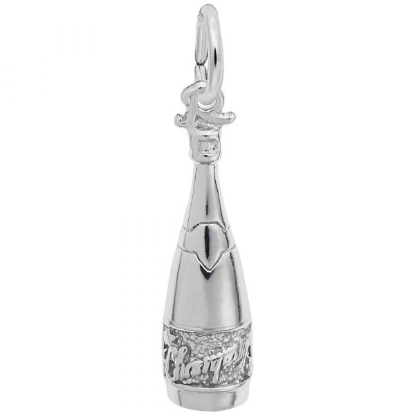 Sterling Silver Champagne Bottle Charm