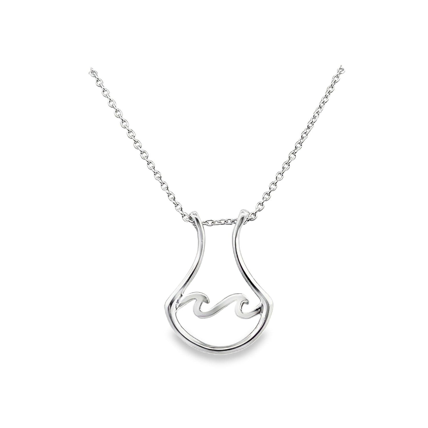 Sterling Silver Wave Ring Holder Pendant with 18" Cable Chain
