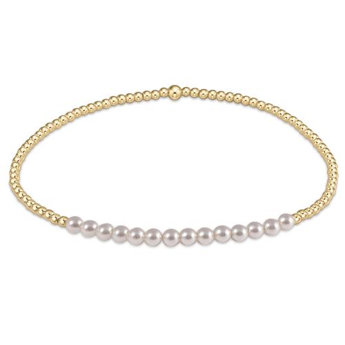 Gold Bliss 2mm Bead Bracelet- Pearl
