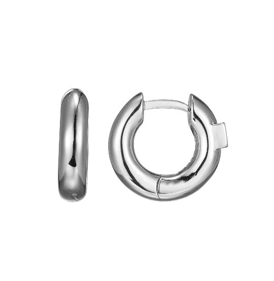 SS ELLE "SIMPATICO" RHODIUM PLATED HOOP EARRING 12MM