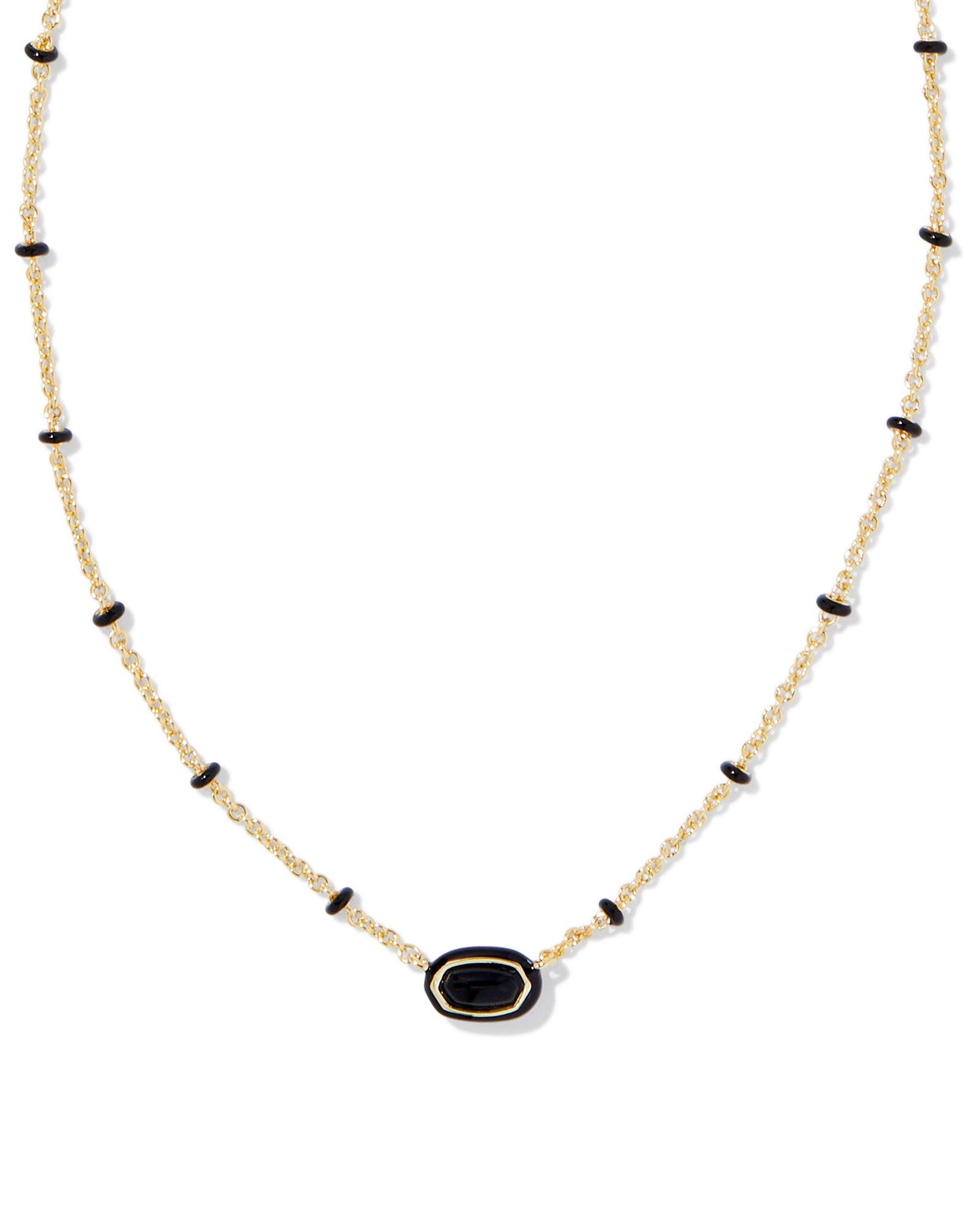 Mini Elisa Enamel Necklace- Black Agate
