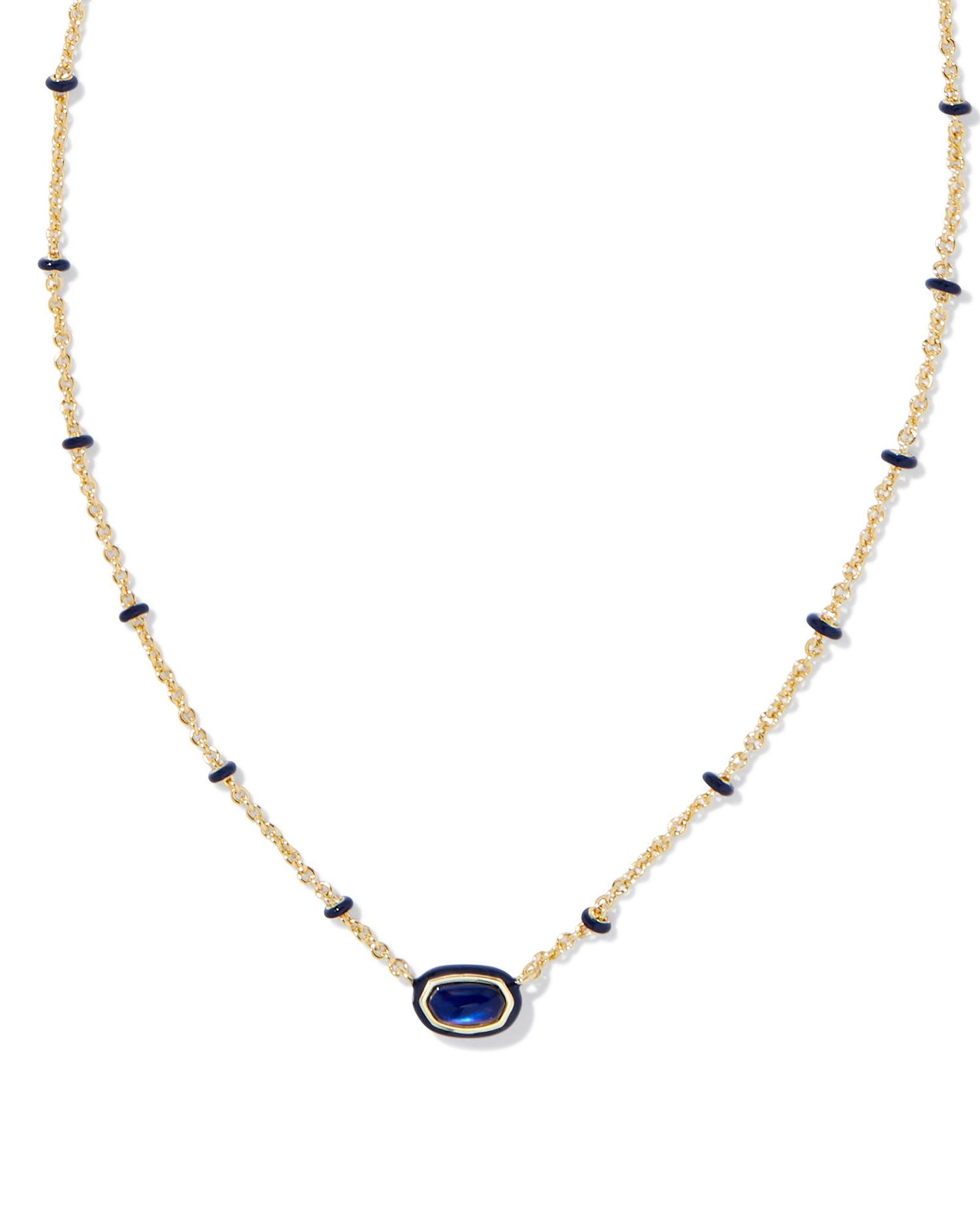 Mini Elisa Enamel Necklace- Navy Mother of Pearl