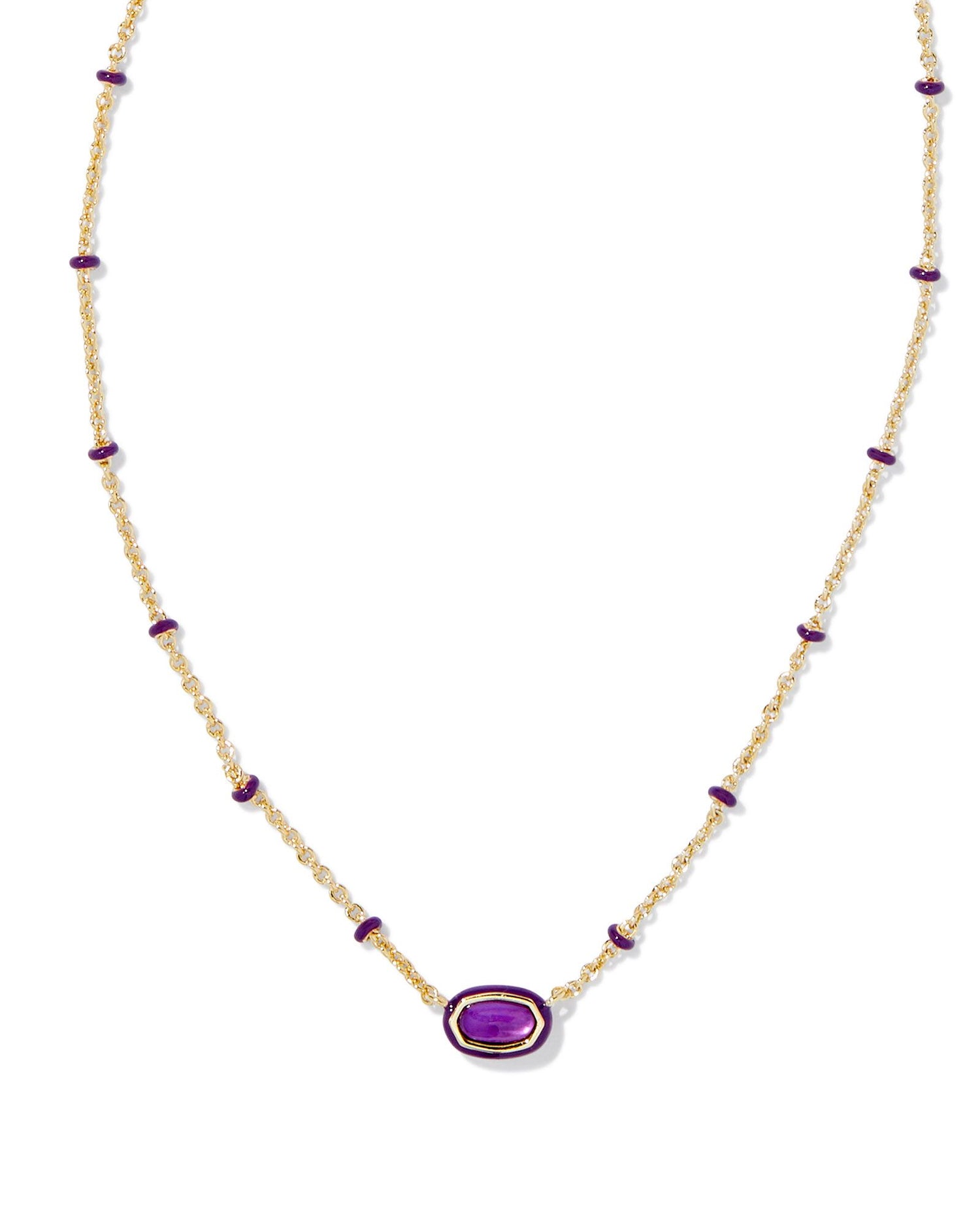 Mini Elisa Enamel Necklace- Purple Mother of Pearl