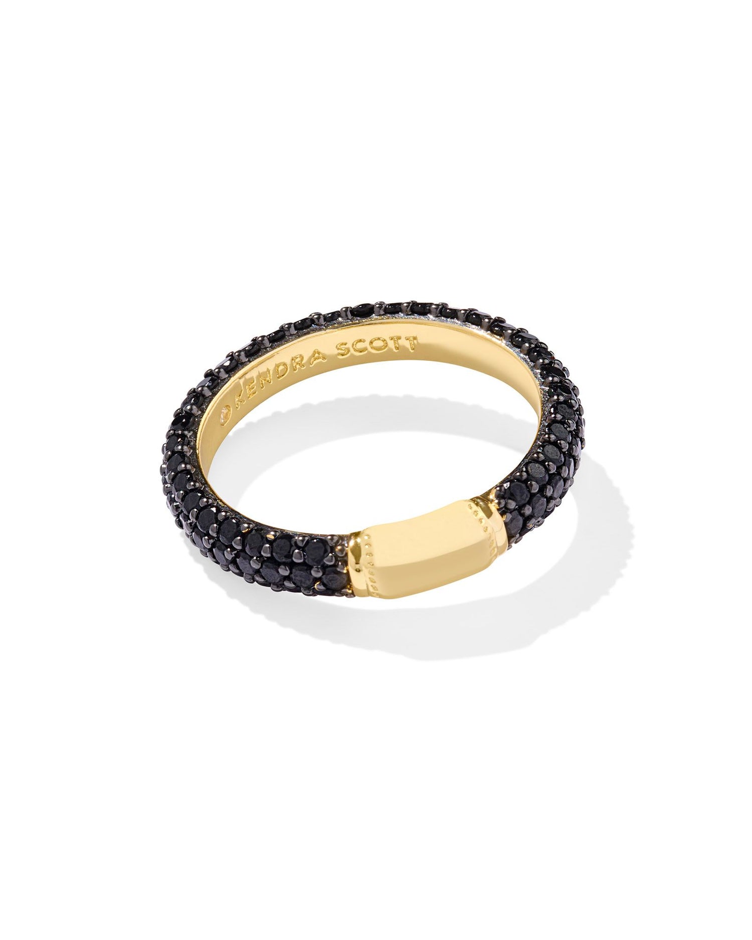 Emery Band Ring Gold Black Crystal 8