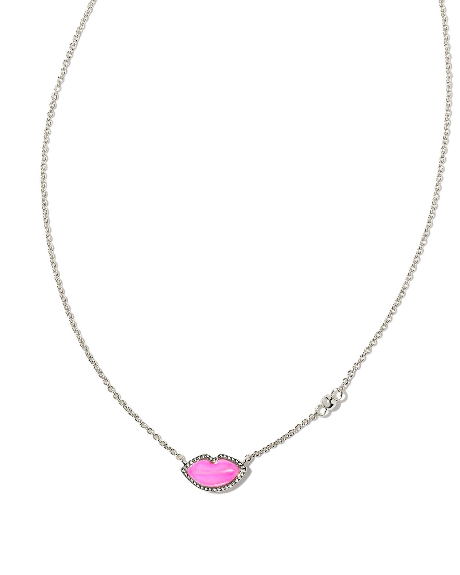 Lips Necklace- Hot Pink Mother of Pearl
