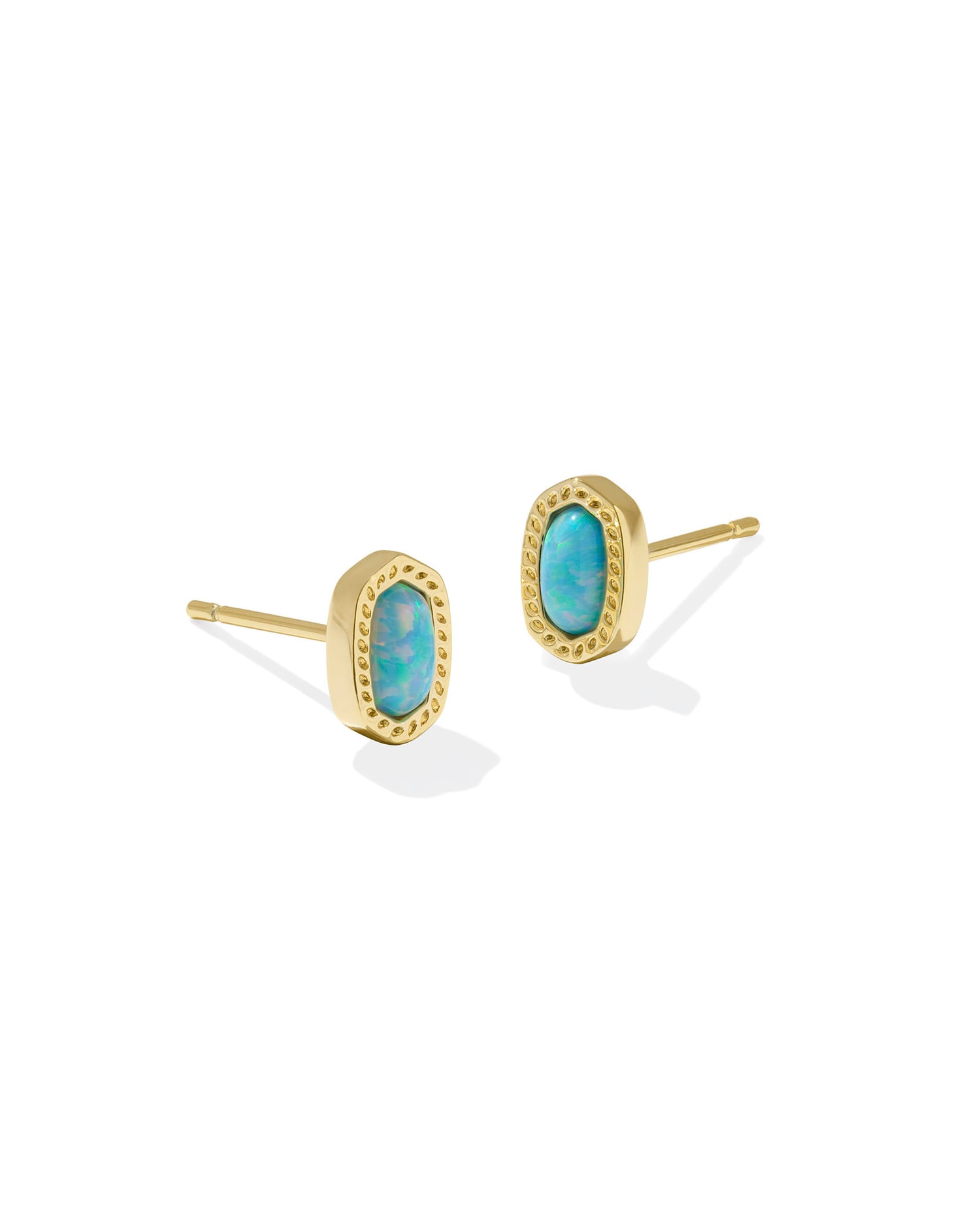 Mini Ellie Stud Earrings- Light Teal Opal