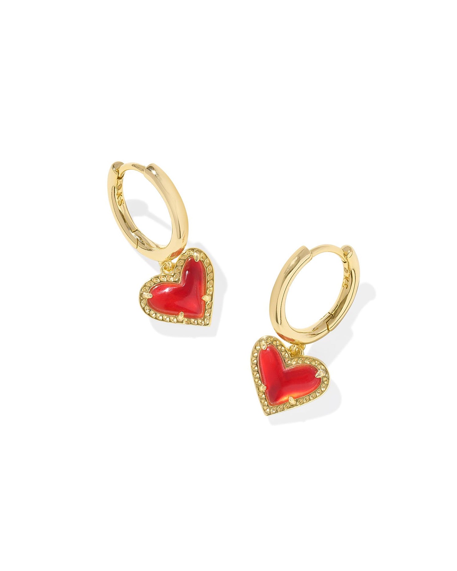 Ari Heart Huggie Earrings- Red Illusion