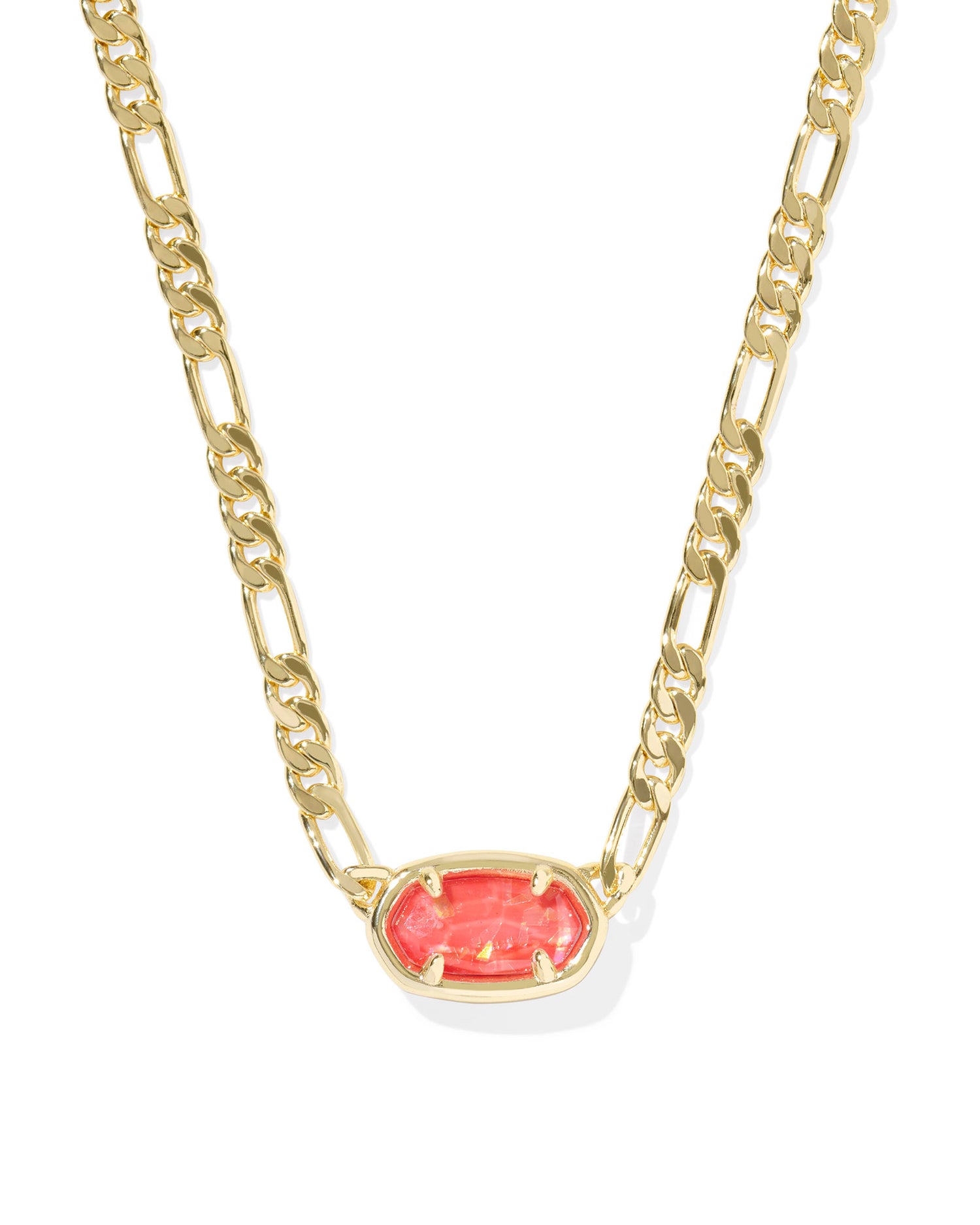 Elisa Figaro Chain Short Pendant Necklace Gold Papaya Mother of Pearl