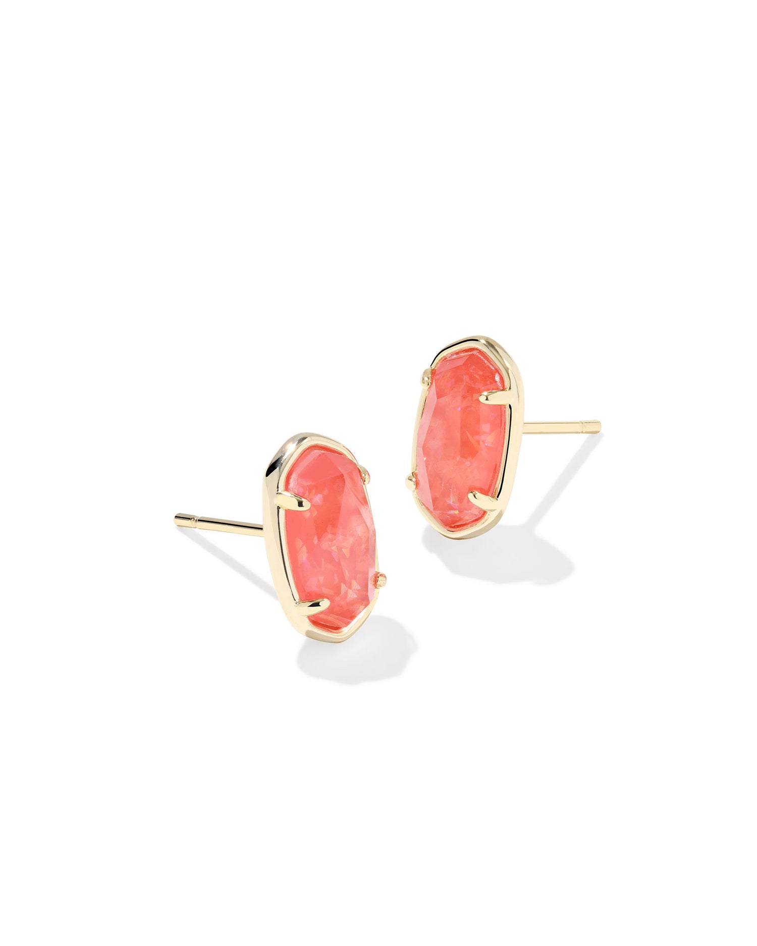 Grayson Stone Stud Earrings Gold Papaya Mother of Pearl