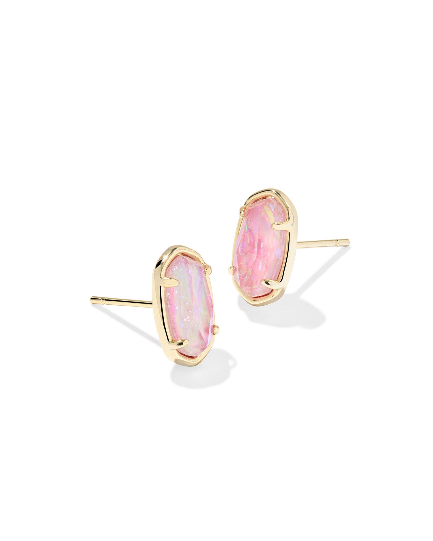 Grayson Stone Stud Earrings Gold Pink Mother of Pearl