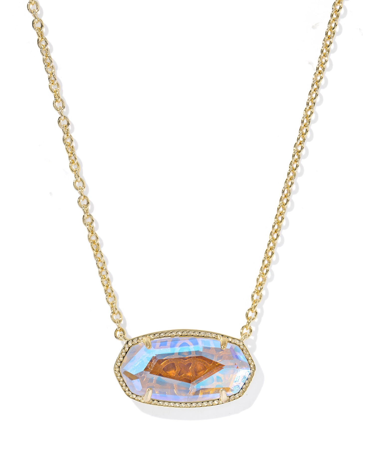 Elisa Statement Short Pendant Necklace Gold Dichroic Glass