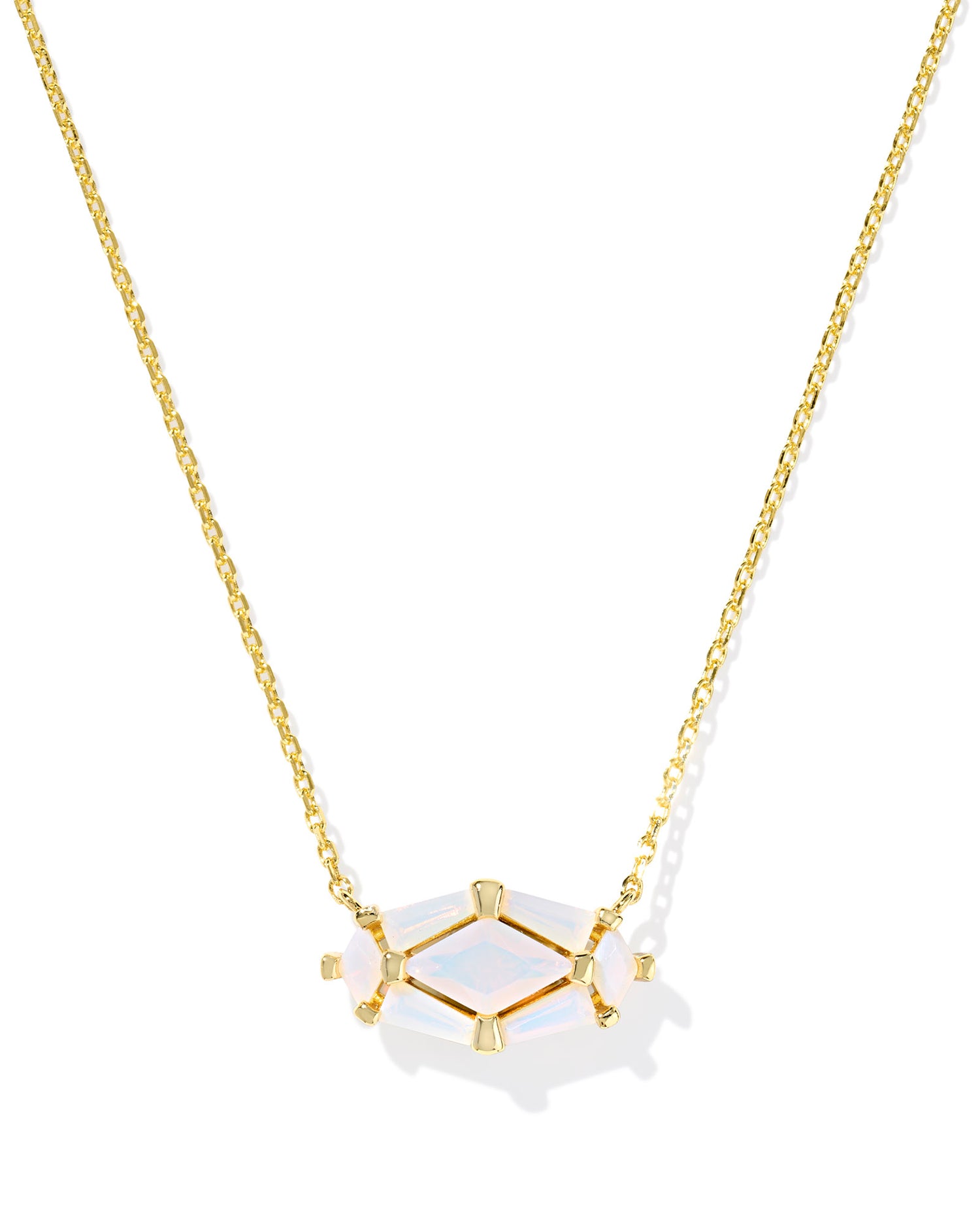 Lindy Rae Elisa Short Pendant Necklace- White Opalite