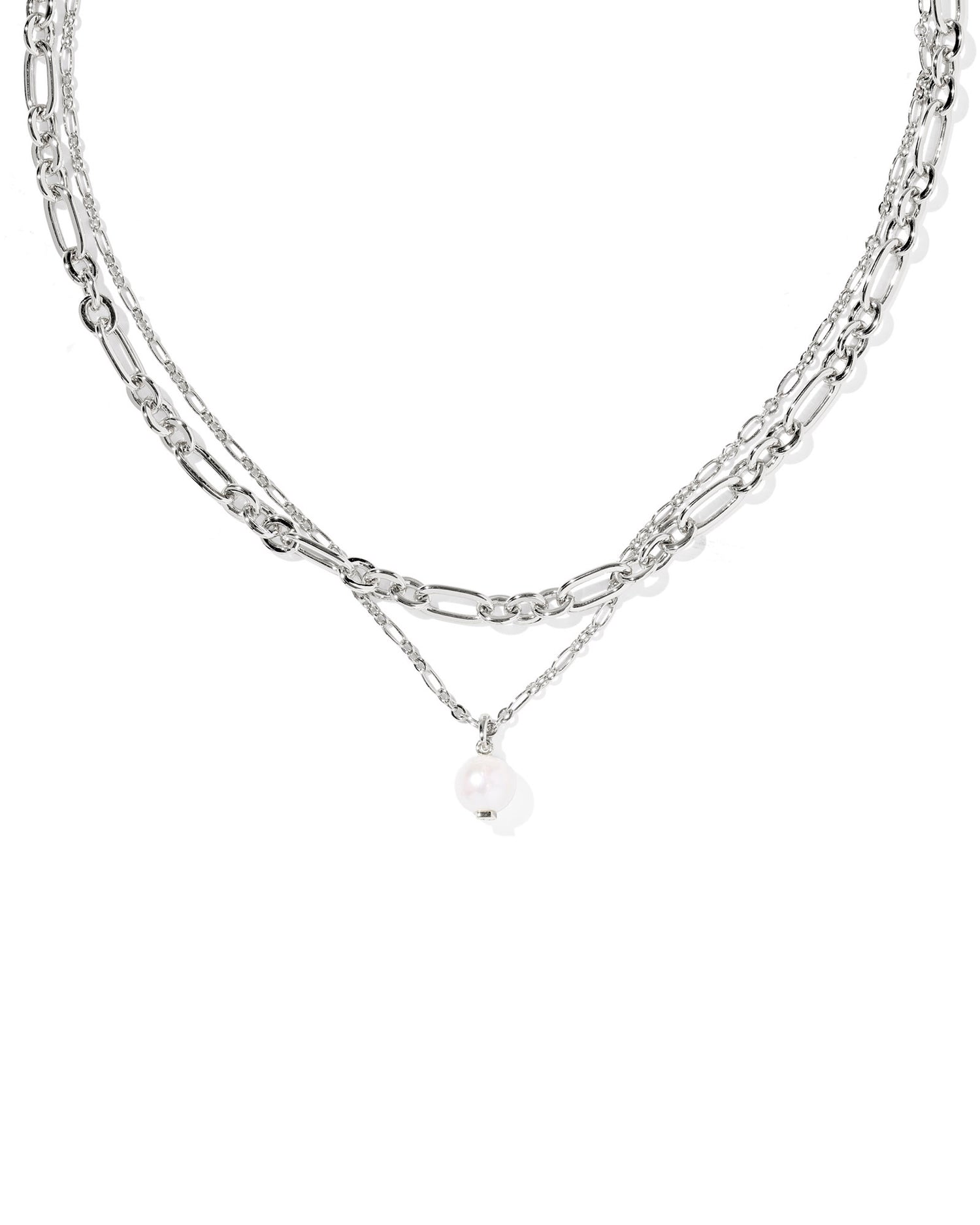 Ashton Multi Strand Necklace Silver Freshwater Cultured Pearl