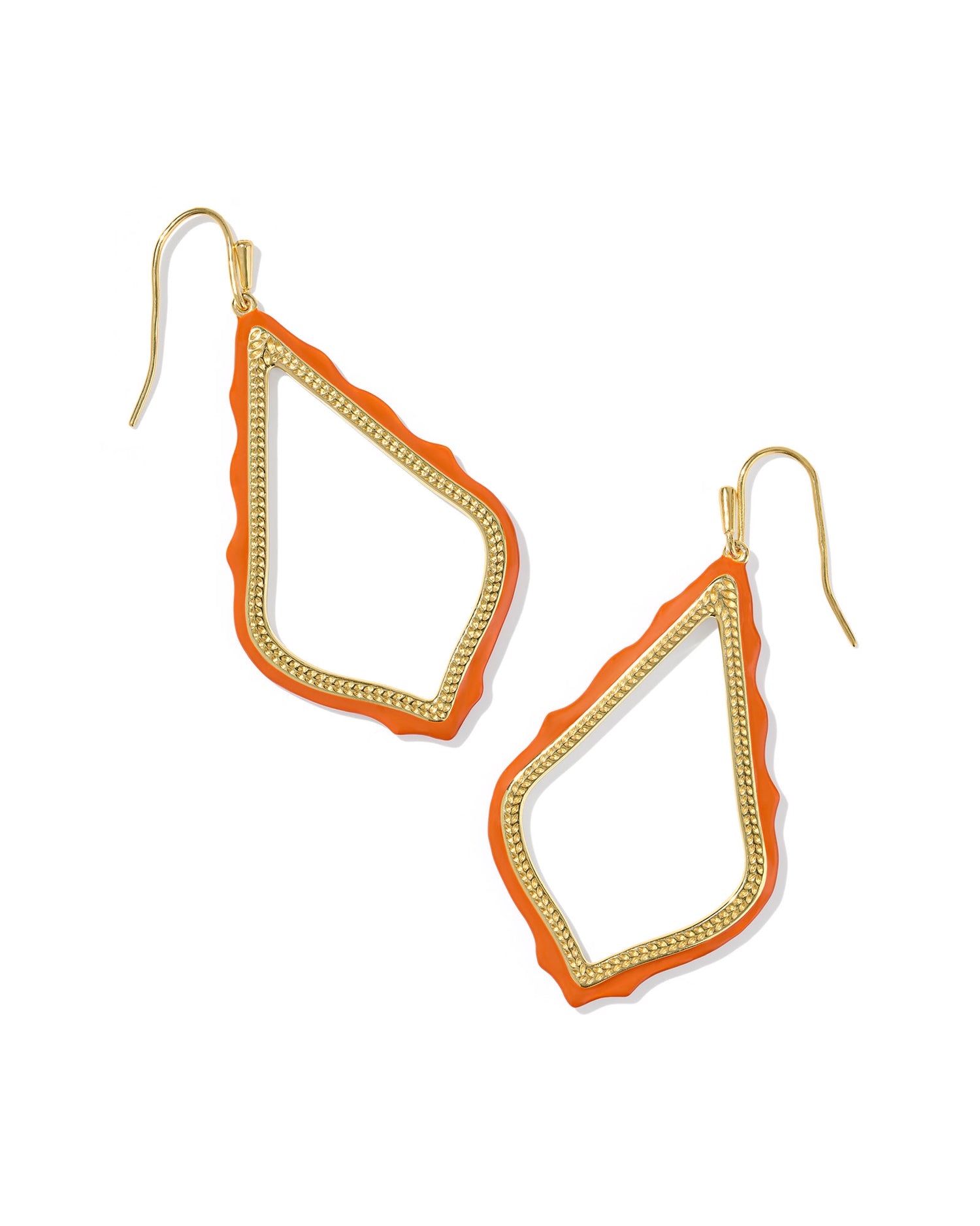 Sophee Enamel Open Frame Earrings Gold Dark Orange Enamel