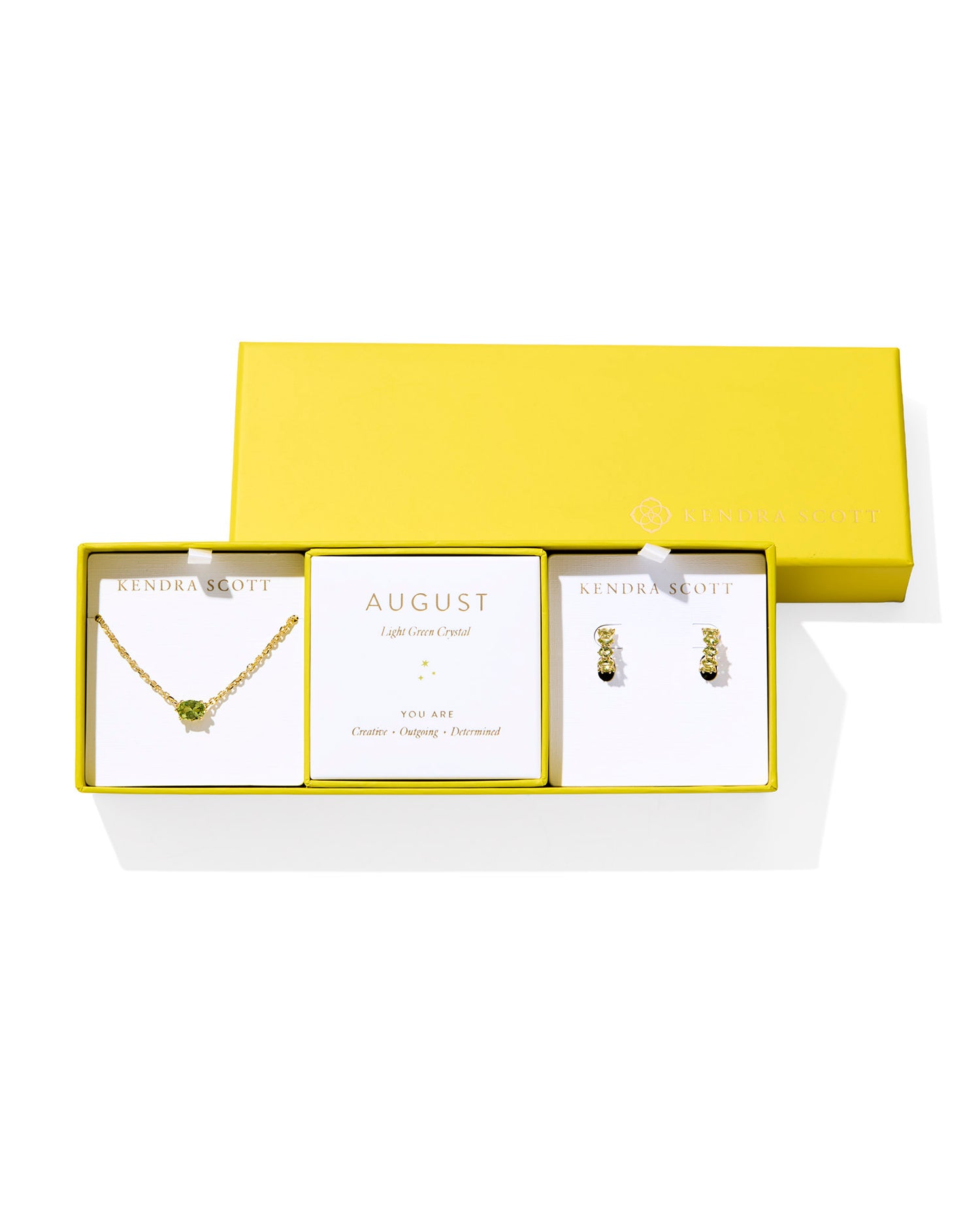 Cailin Birthstone Gift Set Gold Light Green Crystal