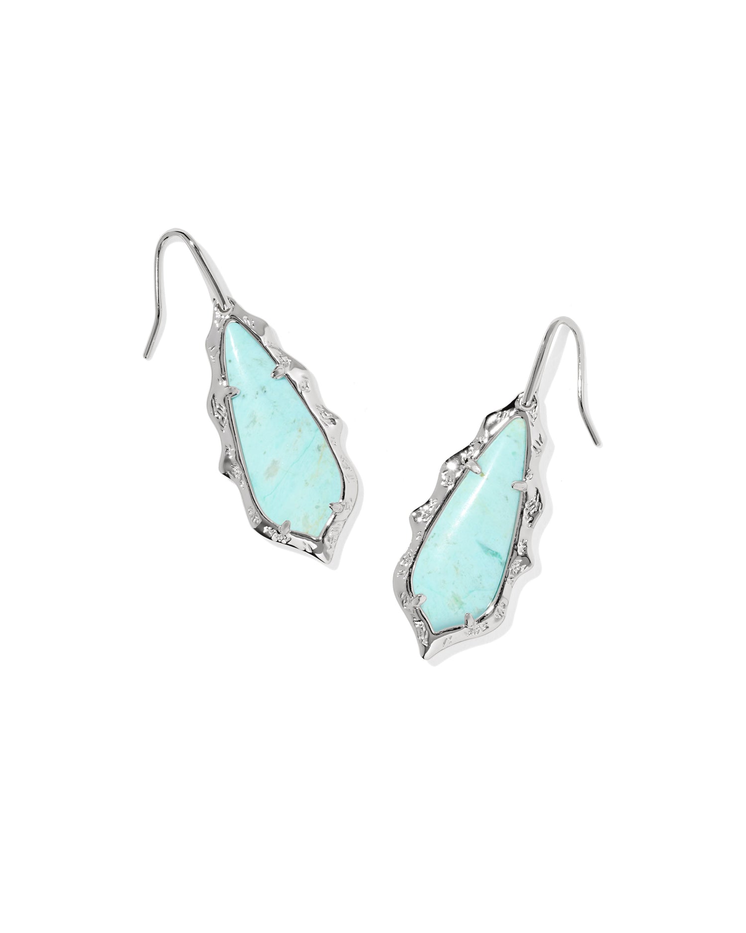 Adriana Scallop Frame Drop Earrings Silver Sea Green Chrysocolla