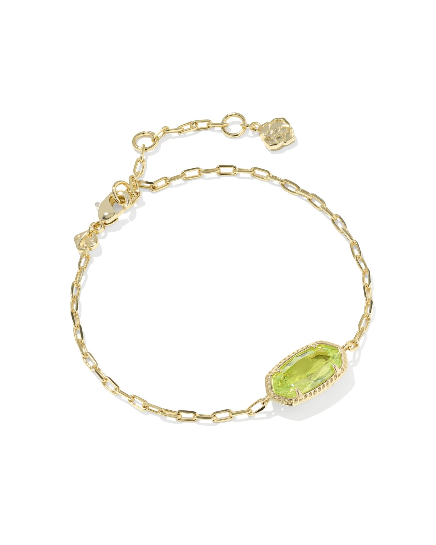 Elaina Luxe Chain Bracelet Gold Light Green CZ