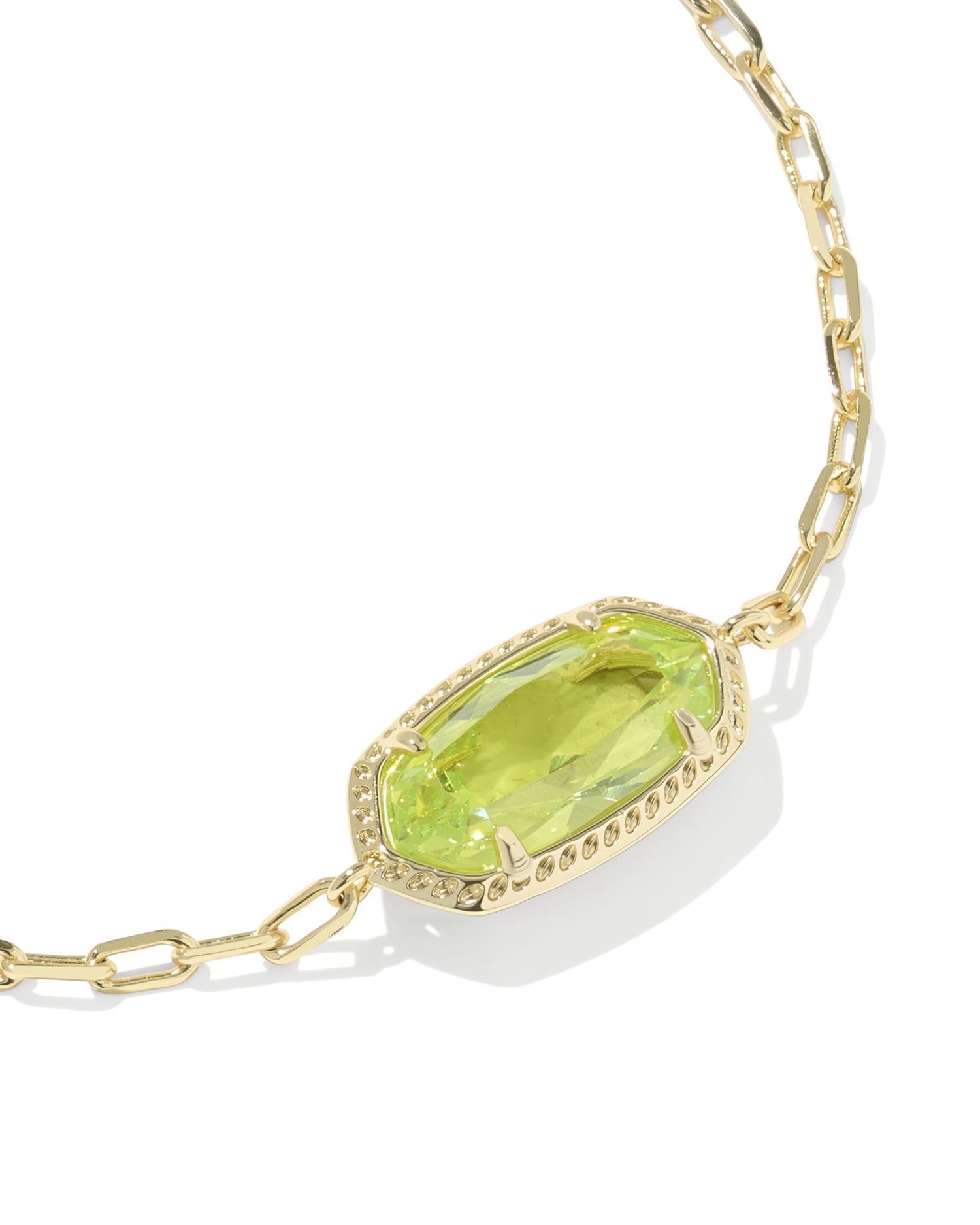 Elaina Luxe Chain Bracelet Gold Light Green CZ