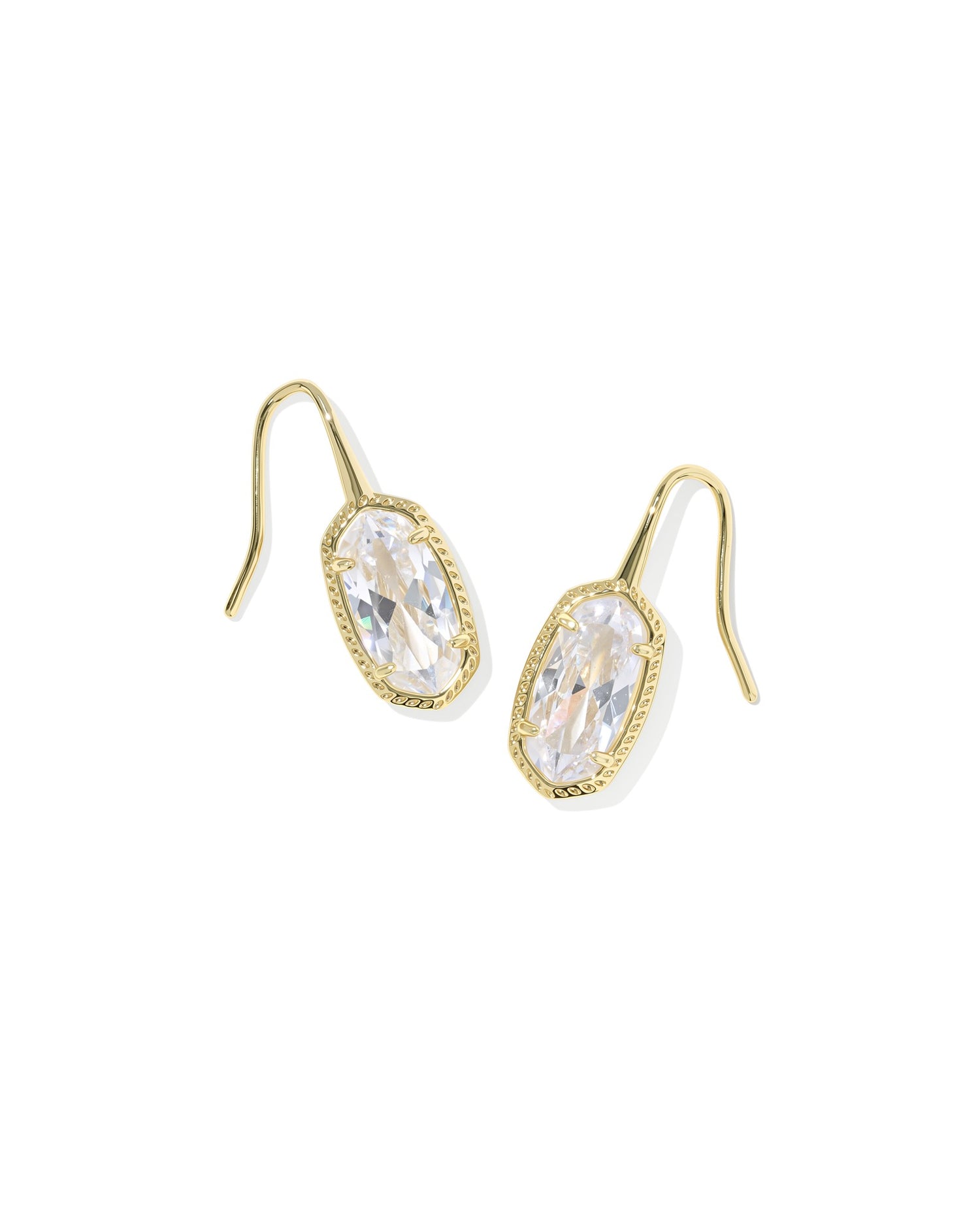 Lee Luxe Drop Earrings Gold White CZ