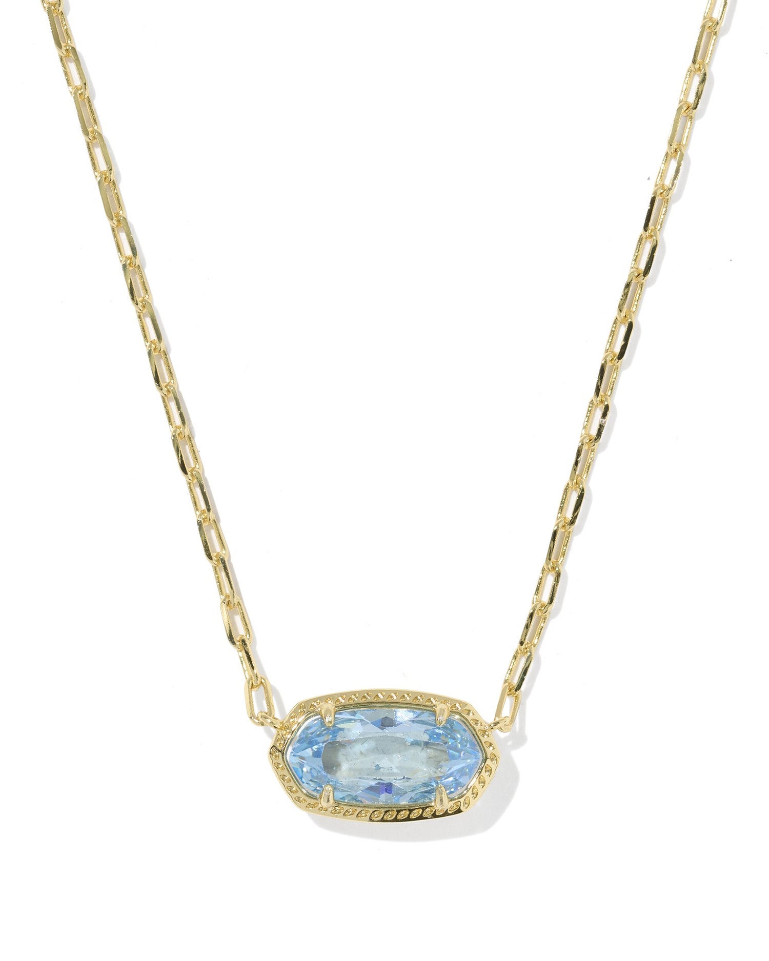 Elisa Luxe Short Pendant Necklace Gold Light Blue CZ
