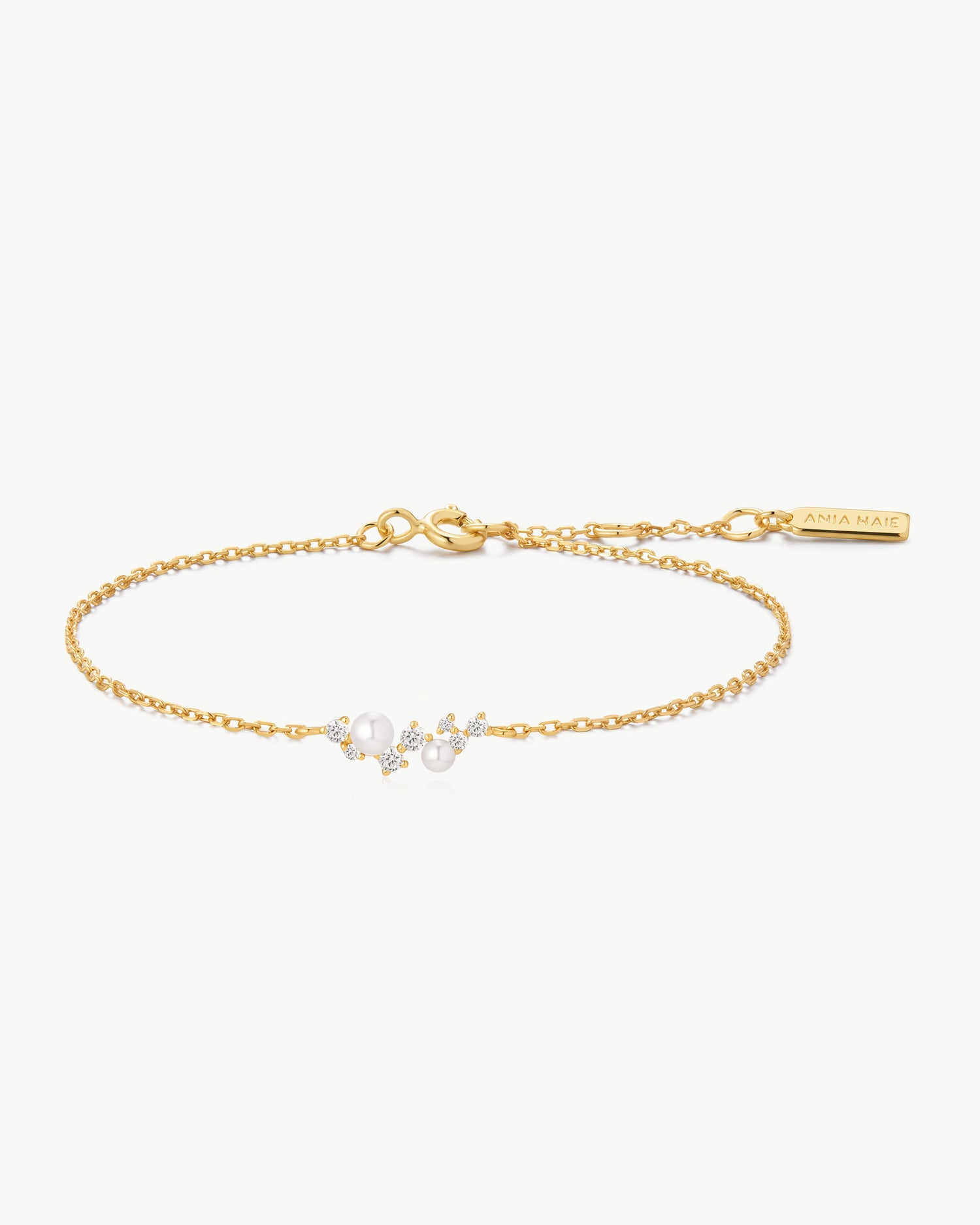 Starlit Drops Gold Shell Pearl Cluster Bracelet