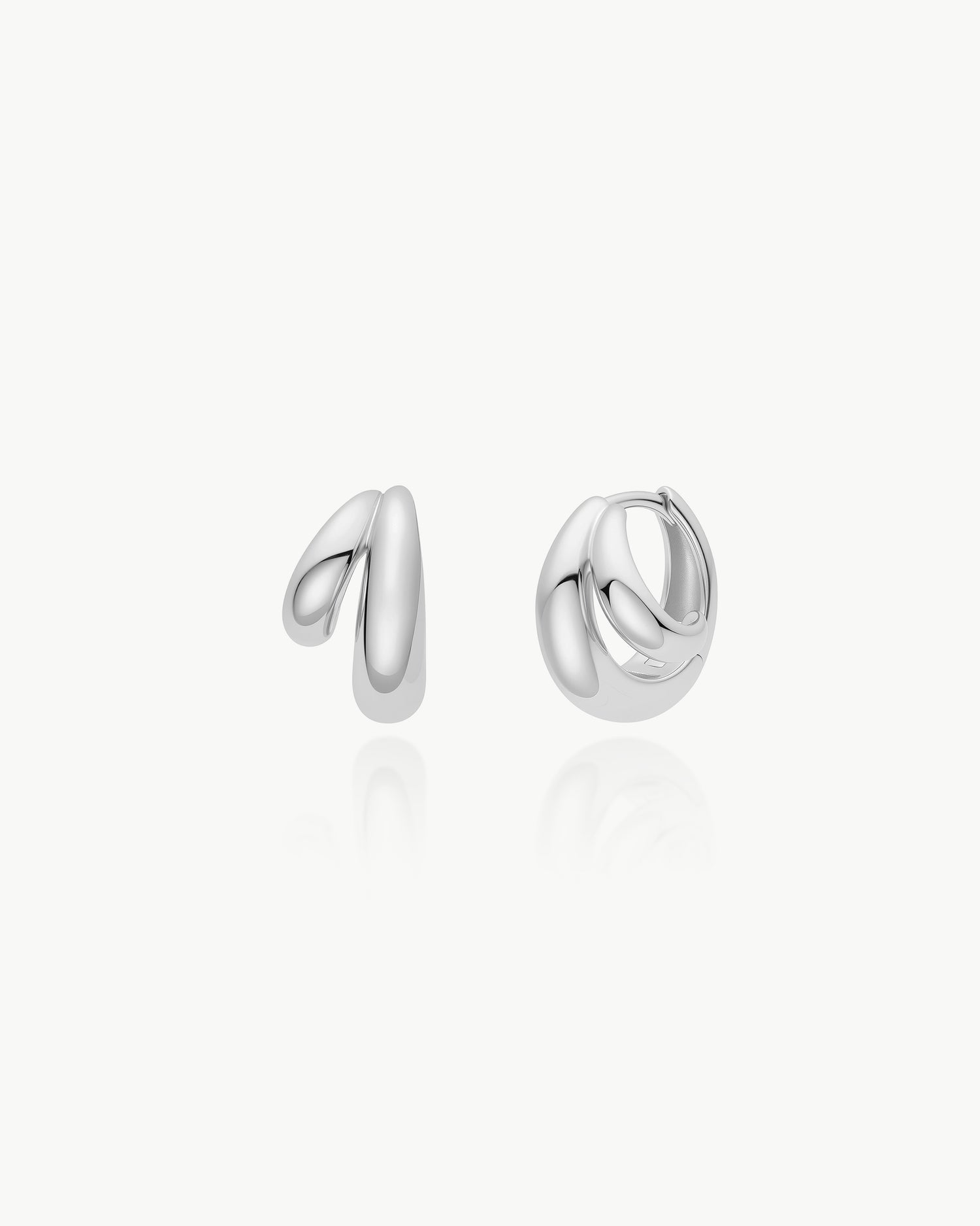 Tide Echo Silver Dome Huggie Hoop Earrings