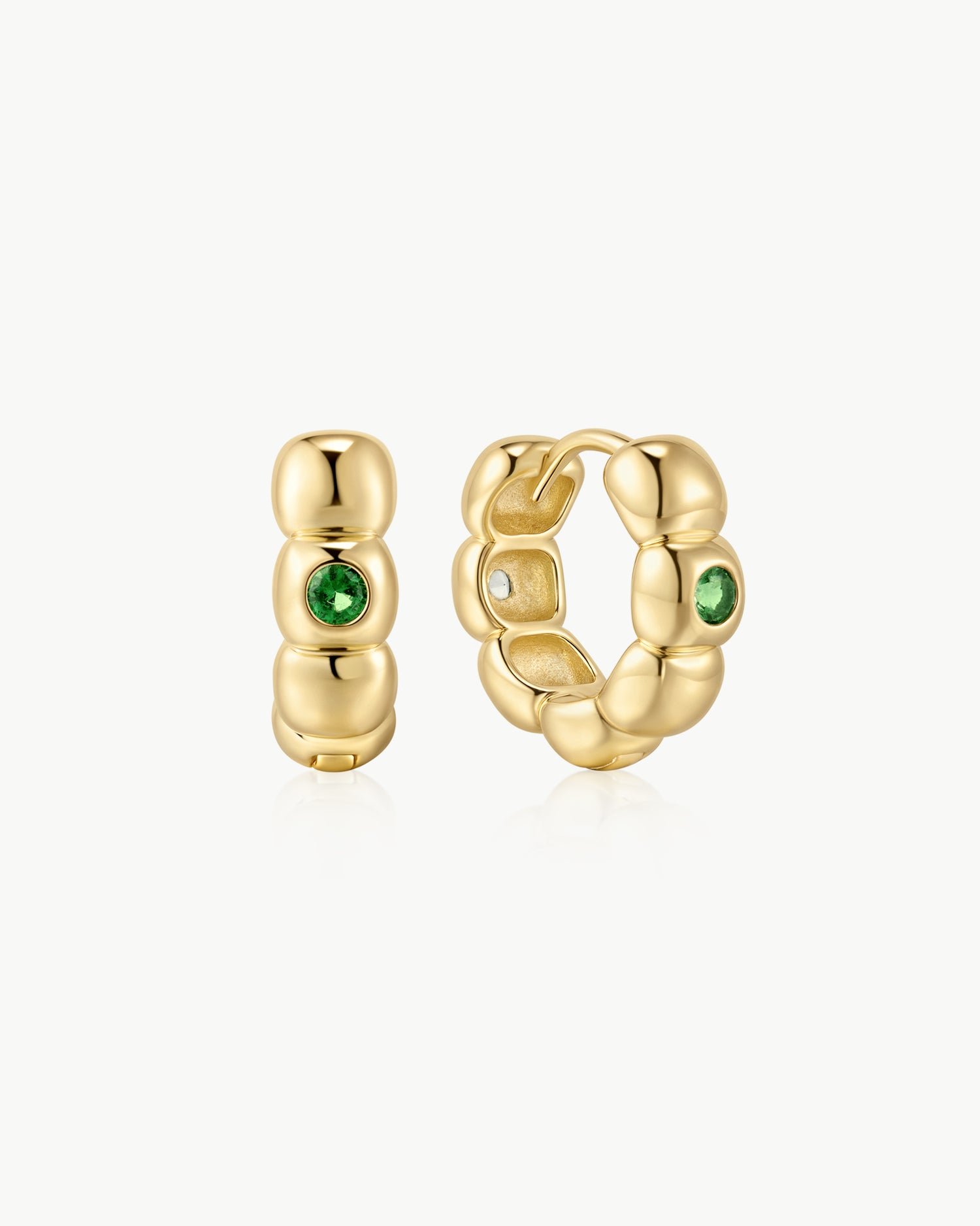 Tide Echo Gold Reversible Puffy Huggie Hoop Earrings