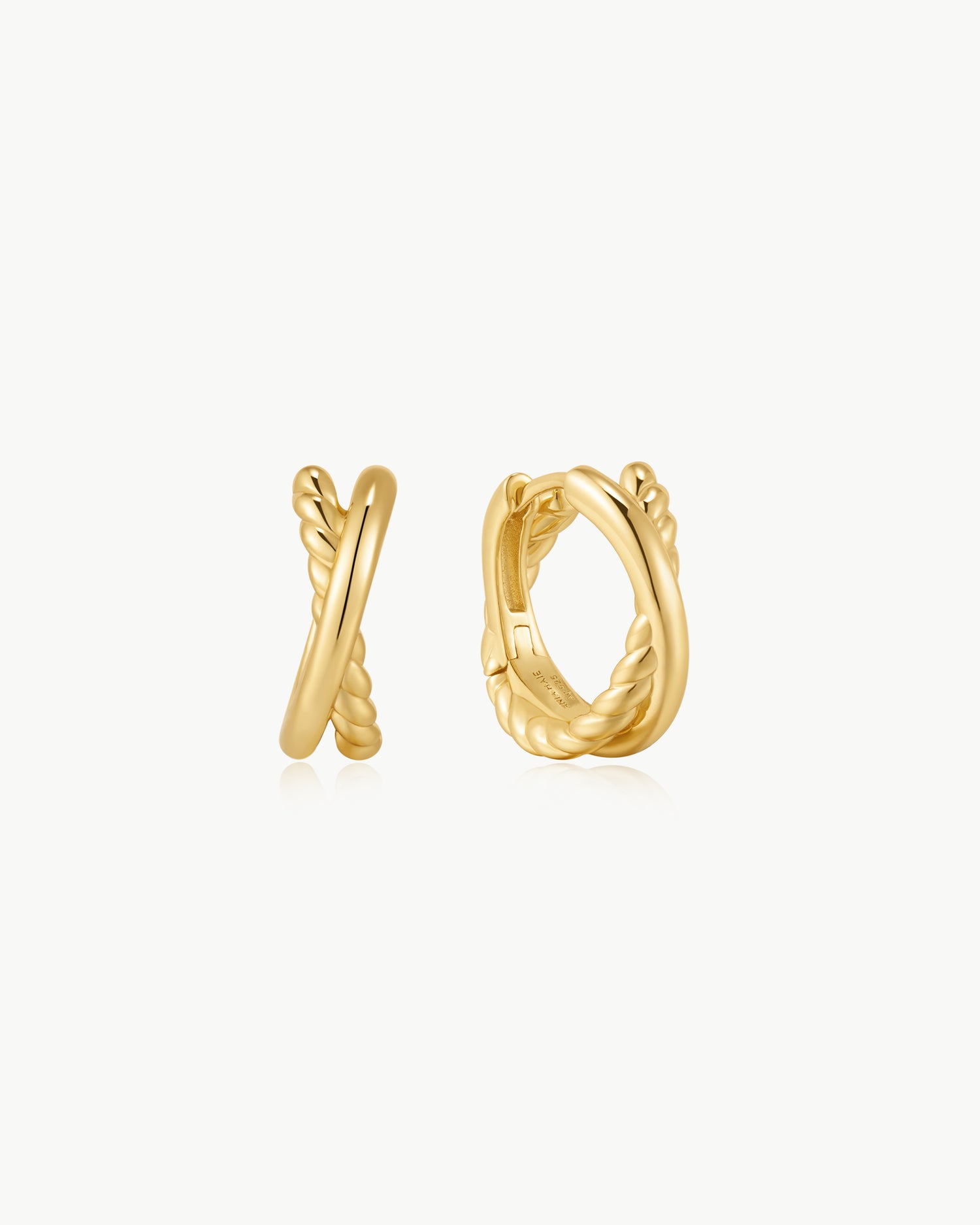 Tide Echo Gold Entwined Dual Huggie Hoop Earrings