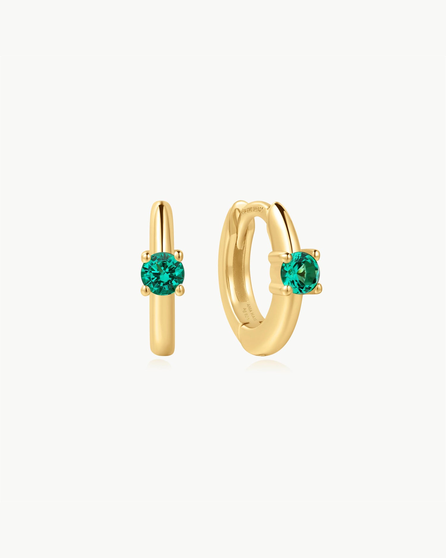 Ripple Joy Gold Green Huggie Hoop Earrings