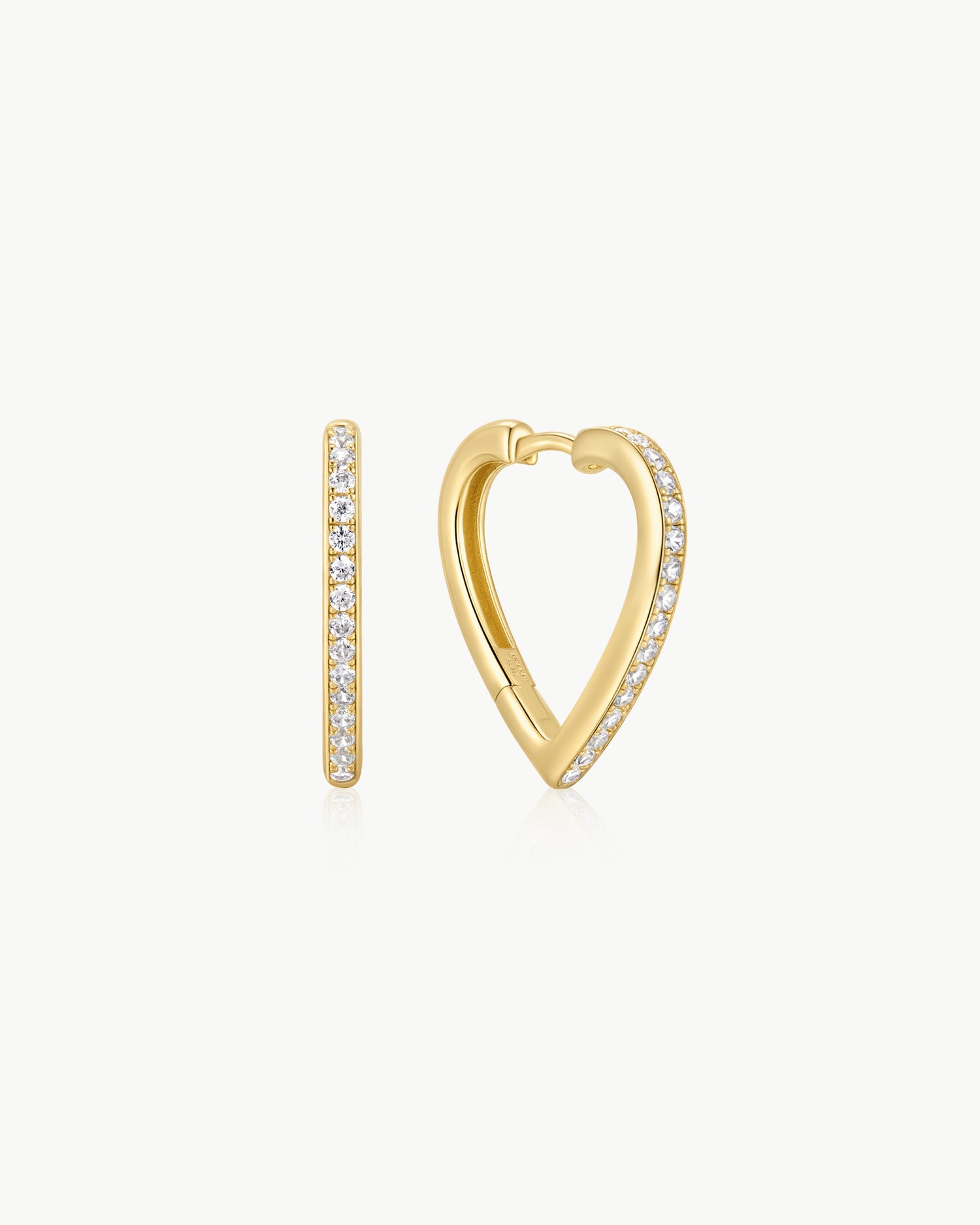 Starlit Drops Gold Medium Sparkle Heart Huggie Hoop Earrings