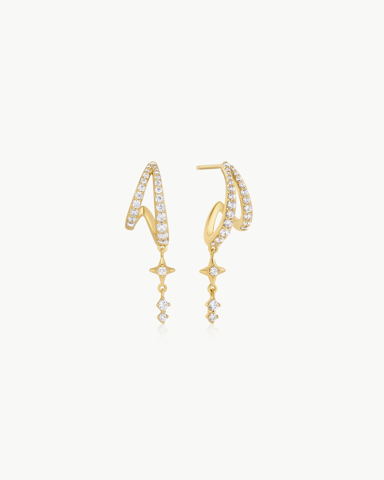 Starlit Drops Gold Star Drop Stud Earrings