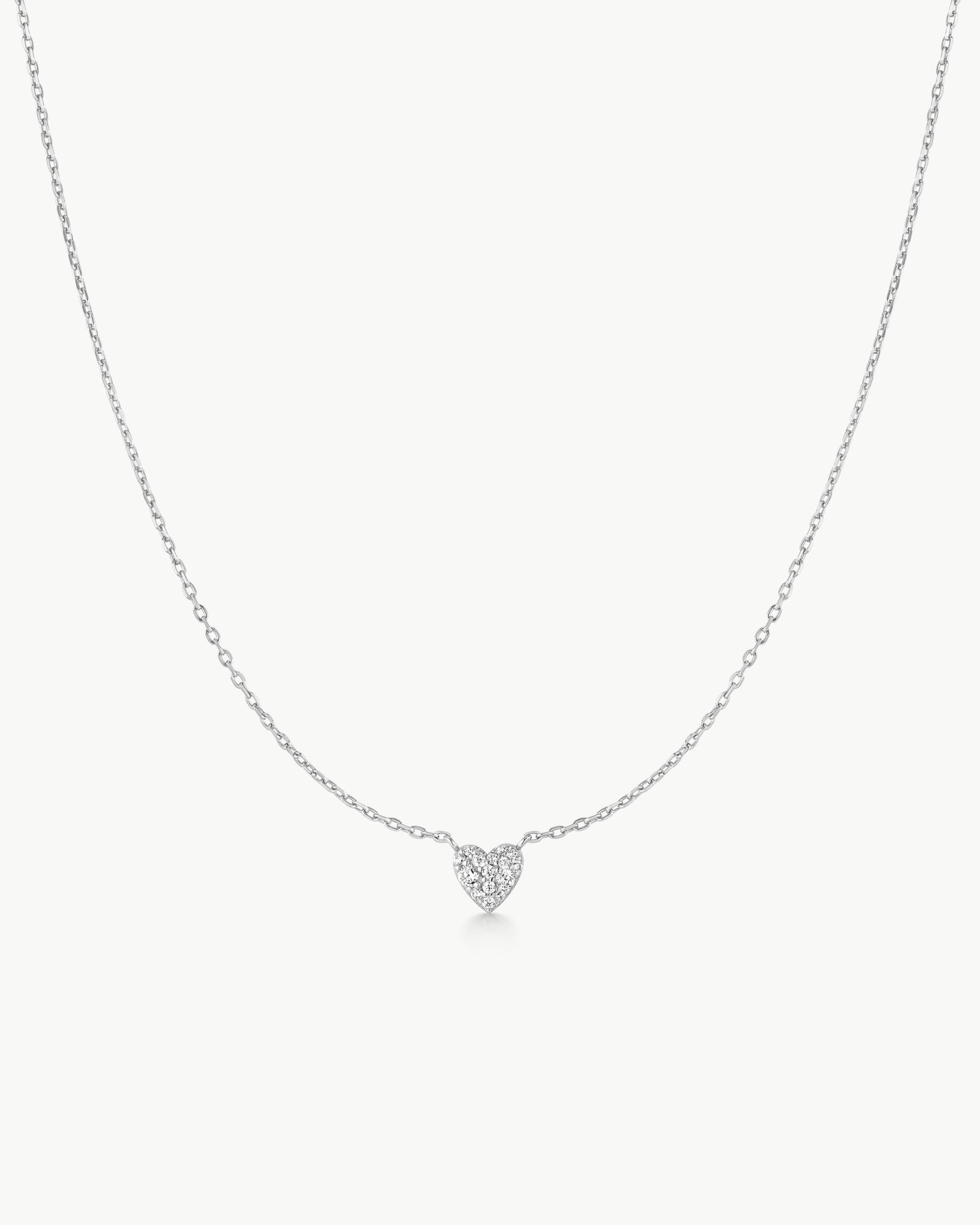 Starlit Drops Silver Pave Heart Necklace