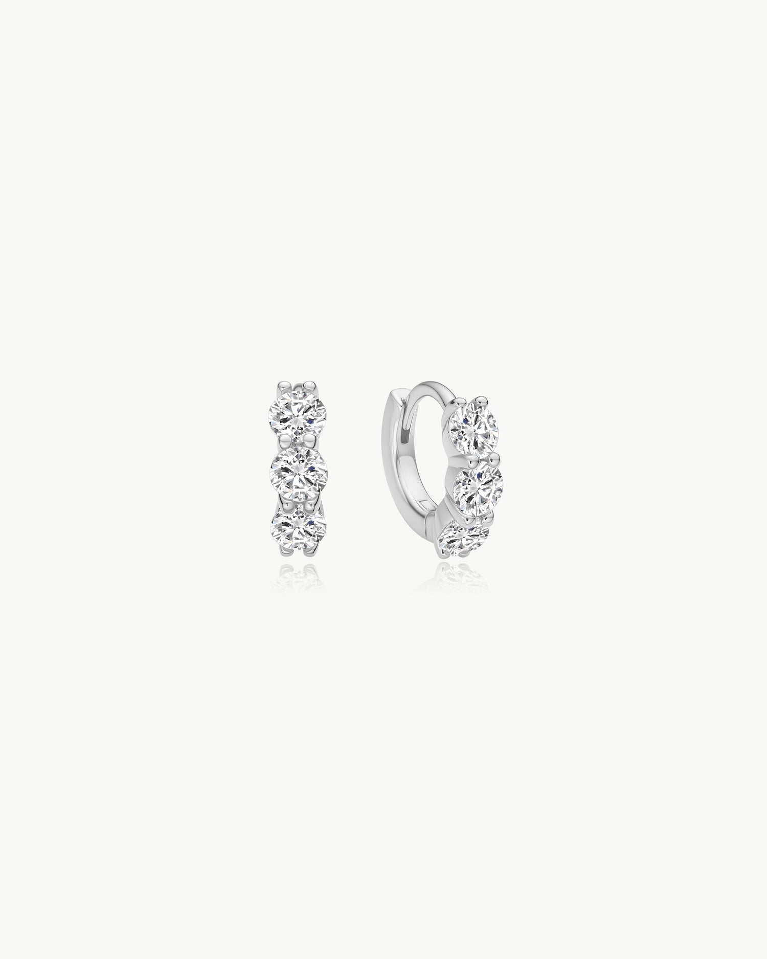 Luna Gaze Silver Trio Sparkle Huggie Hoop Earrings