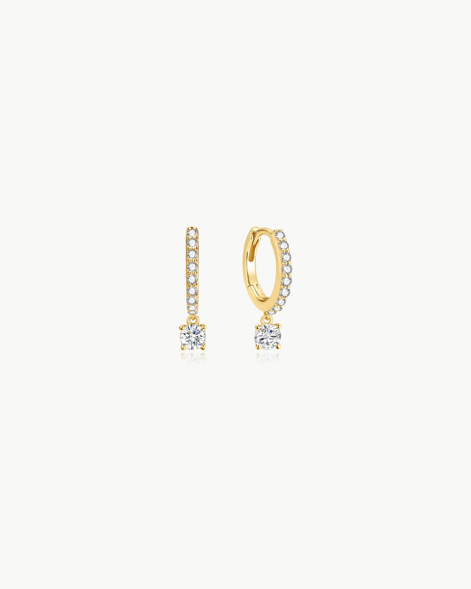 Luna Gaze Gold Dangling Sparkle Huggie Hoop Earrings